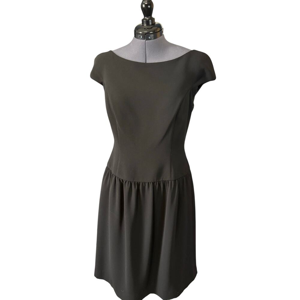 Lauren Ralph Lauren Black Dress Size 8 Fit Flare Cap Sleeve Drop Waist LBD